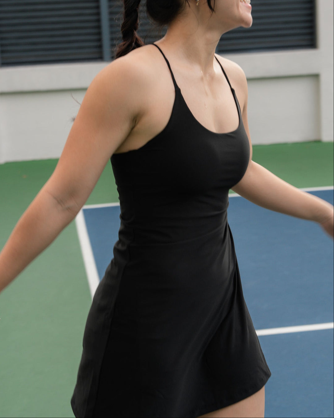Court Chic Crossback Tennis Dress - Black – Fitmonkie