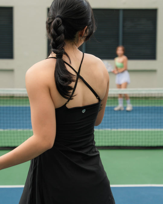 Court Chic Crossback Tennis Dress - Black – Fitmonkie